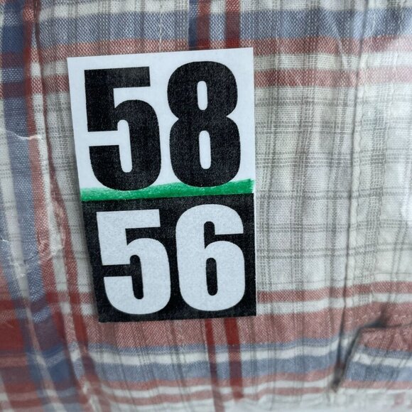 Wrangler Mens XL Plaid Button-Up Shirt Red Blue White 100% Cotton 5856 - Picture 6 of 7